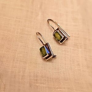 Lime green silver boutique dainty earrings